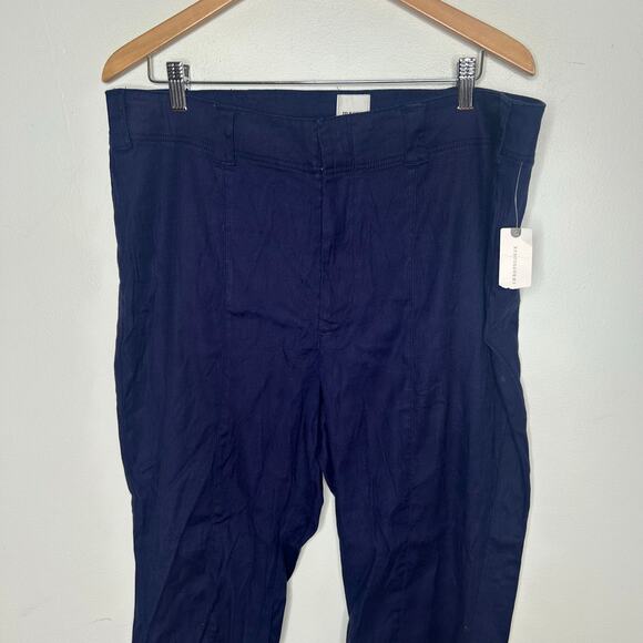NWT Maeve Linen 70s Slim Crop Pants Navy - Picture 3 of 6